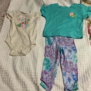 Cat & Jack Teal and Cream Kids Matching Set size 18 mnts